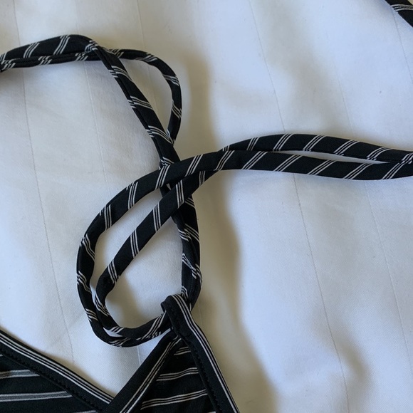 Black w white pinstripes adjustable halter top. EUC - Picture 3 of 4